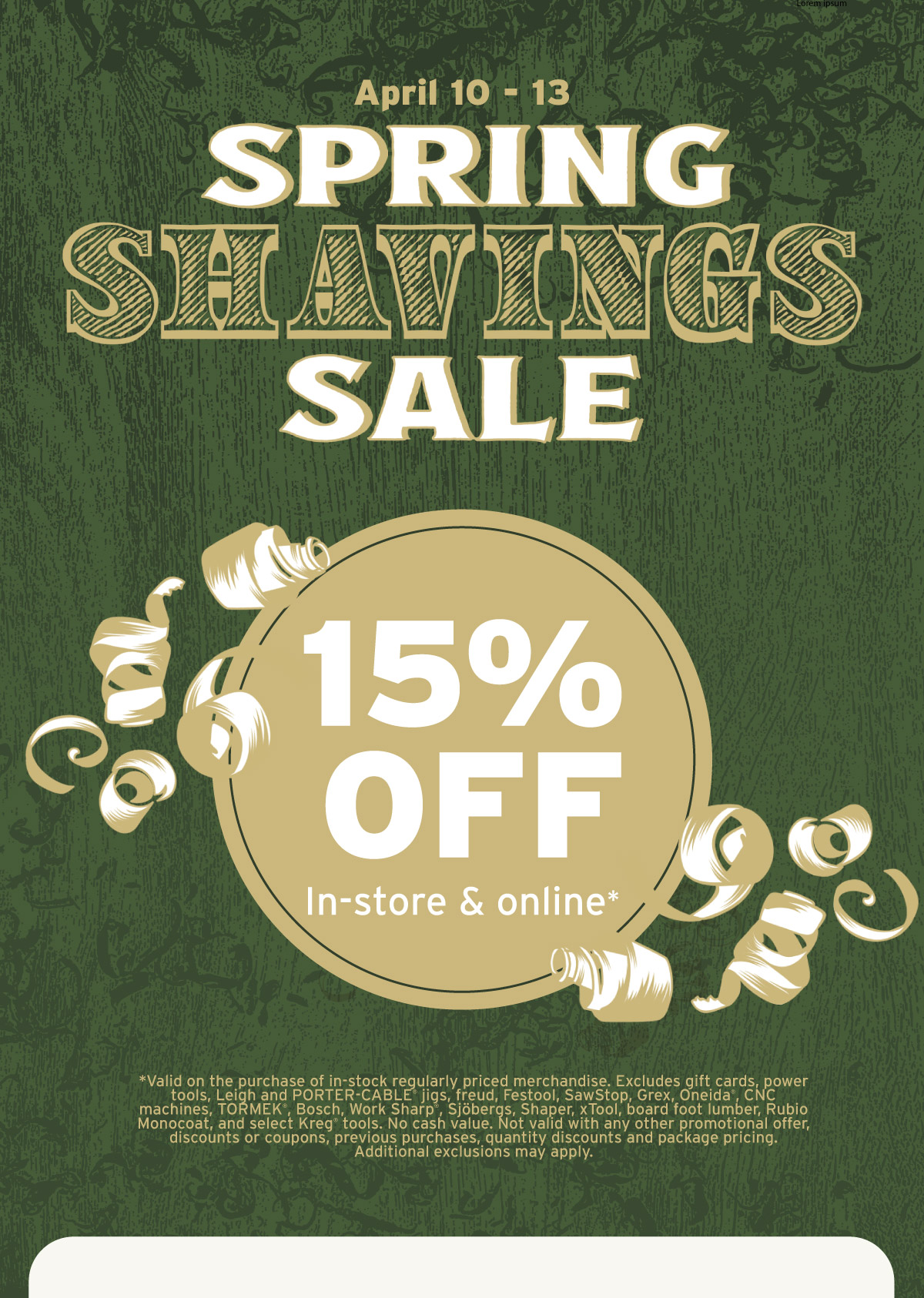 Spring Shavings Sale