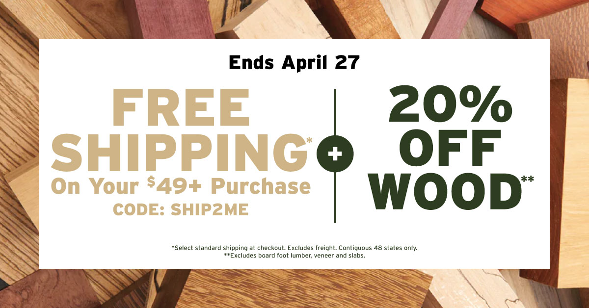 Free Shipping + 20% Off Wood