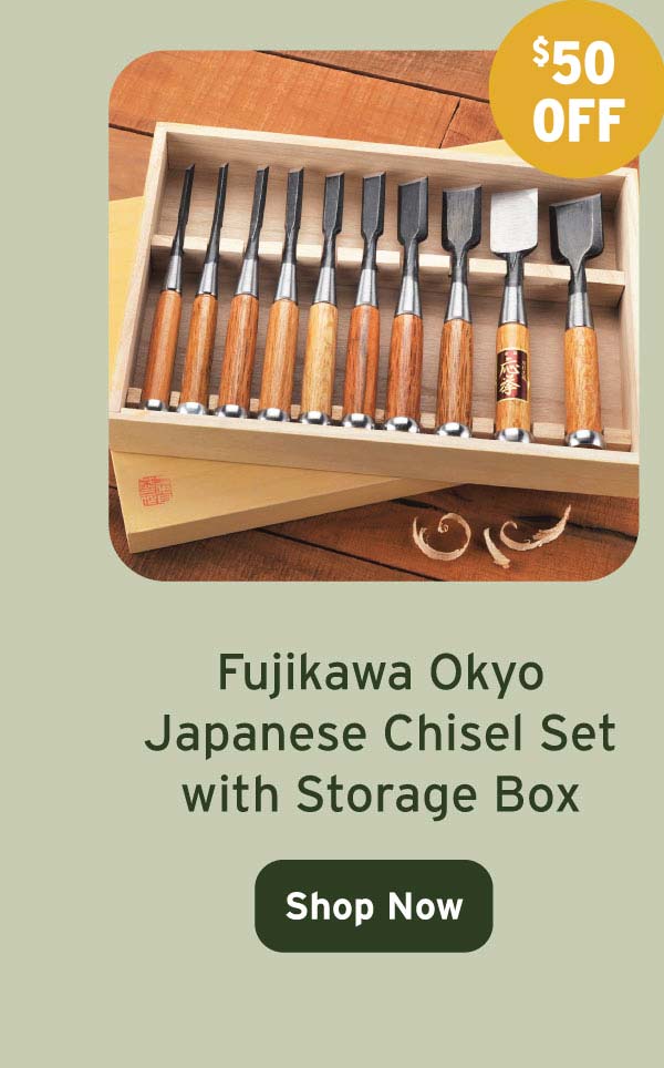 Fujikawa Okyo Japanese Chisel Set with Storage Box