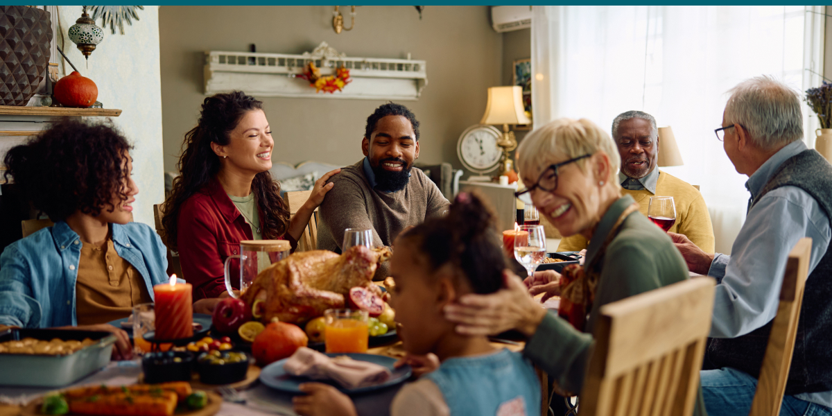 Family Sitting Down for a Thanksgiving Meal