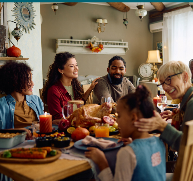 Family Sitting Down for a Thanksgiving Meal