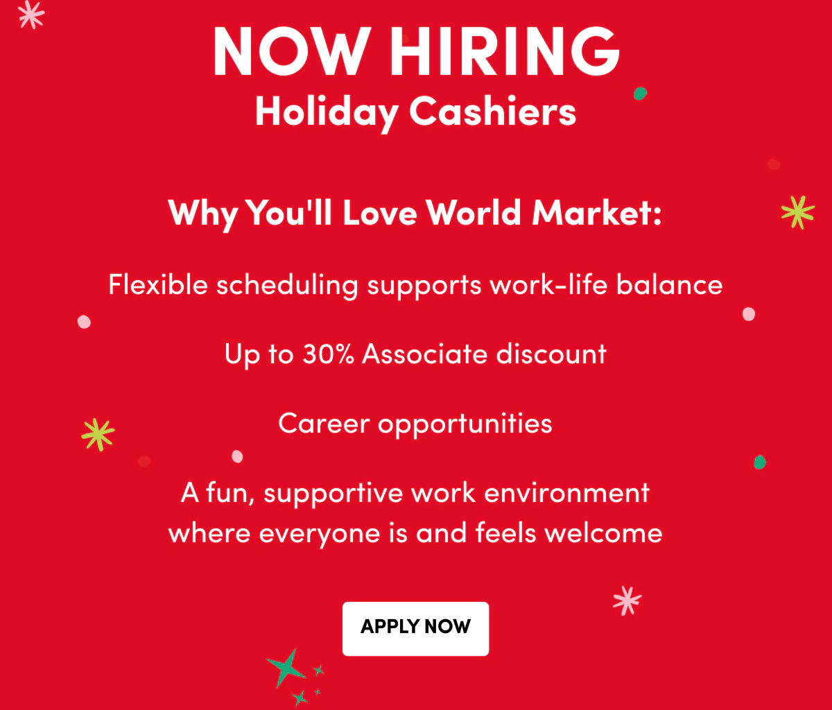 NOW HIRING - APPLY NOW