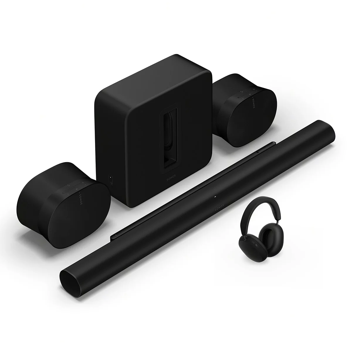 Image of Sonos Premium Personal Entertainment Set with Arc Ultra Soundbar, Sub 4 Subwoofer, Ace Headphones, & Pair of Era 300 Wireless Speakers