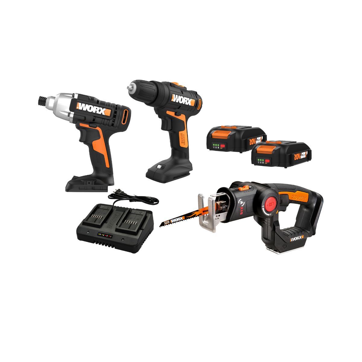 20V Drill, Impact Driver & Axis Reciprocating Saw 3pc DIY Combo Kit