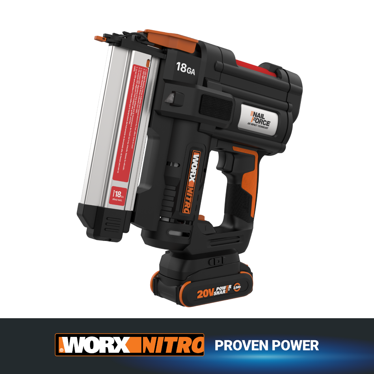 Nitro 20V Cordless 18Ga Brad Nail Gun
