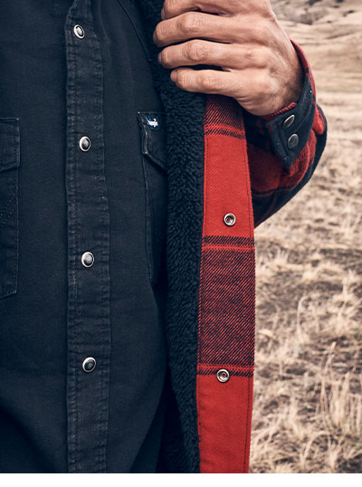 Men's Wrangler Sherpa Lined Flannel Snap Shirt Jacket