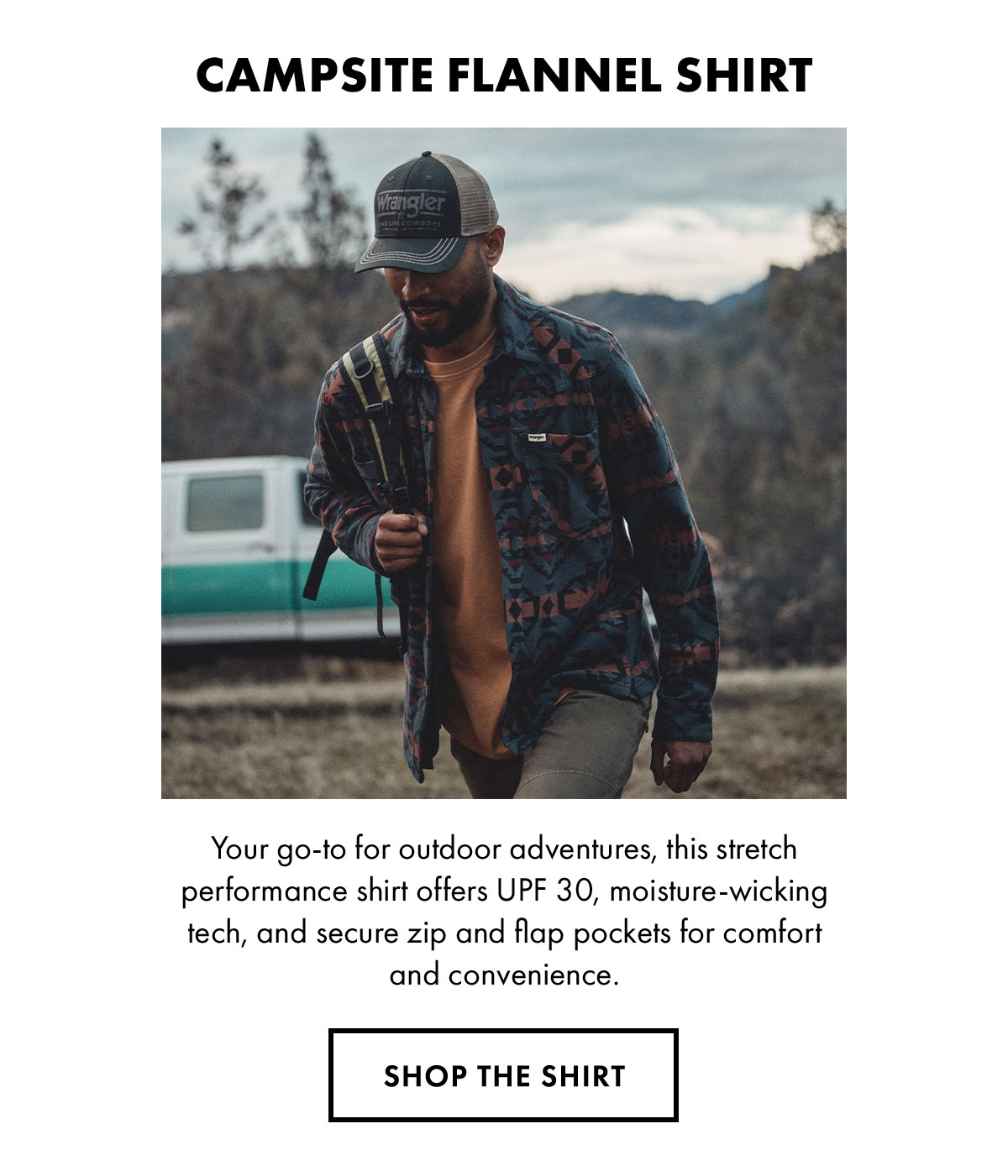 Campsite Flannel Shirt Your Go-To For Outdoor Adventures, This Stretch Performance Shirt Offers UPF30, Moisture-Wicking Tech, And Secure Zip And Flap Pockets For Comfort And Convenience. Shop The Shirt