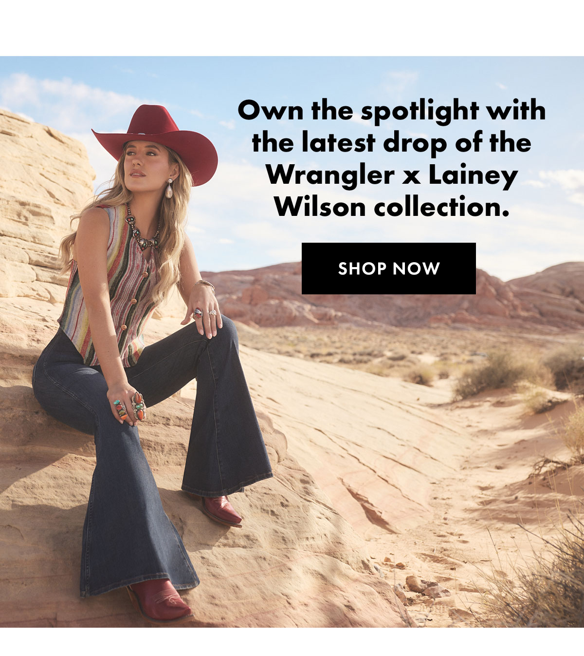 Own The Spotlight With The Latest Drop Of The Wrangler x Lainey Wilson Collection. Shop Now