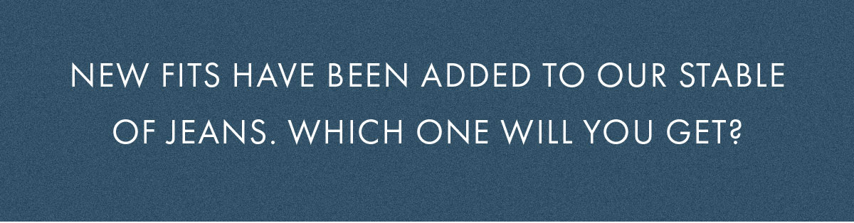 New fits have been added to our stable of jeans. Which one will you get?