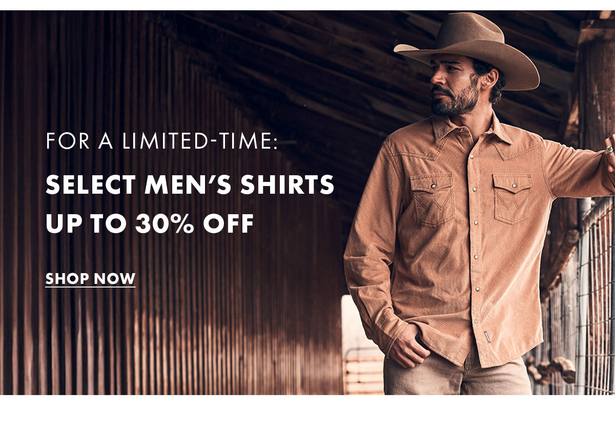For a limited-time: select men’s shirts up to 30% off