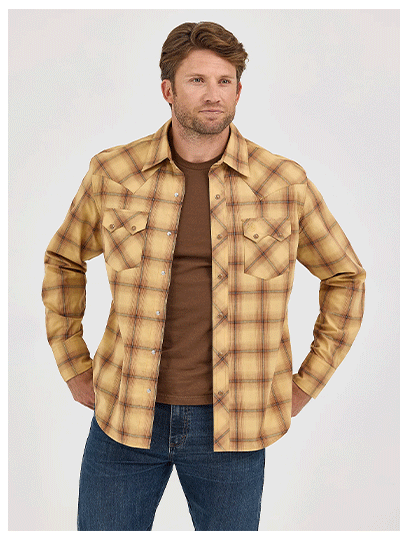 Men's Wrangler Retro® Long Sleeve Sawtooth Snap Pocket Western Shirt