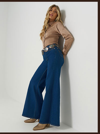 Cheeky Wide Leg Jean In Wrangler Blue
