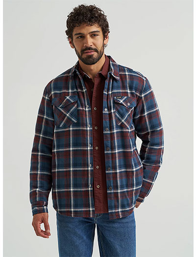 Men's Heavyweight Sherpa Lined Plaid Shirt Jacket