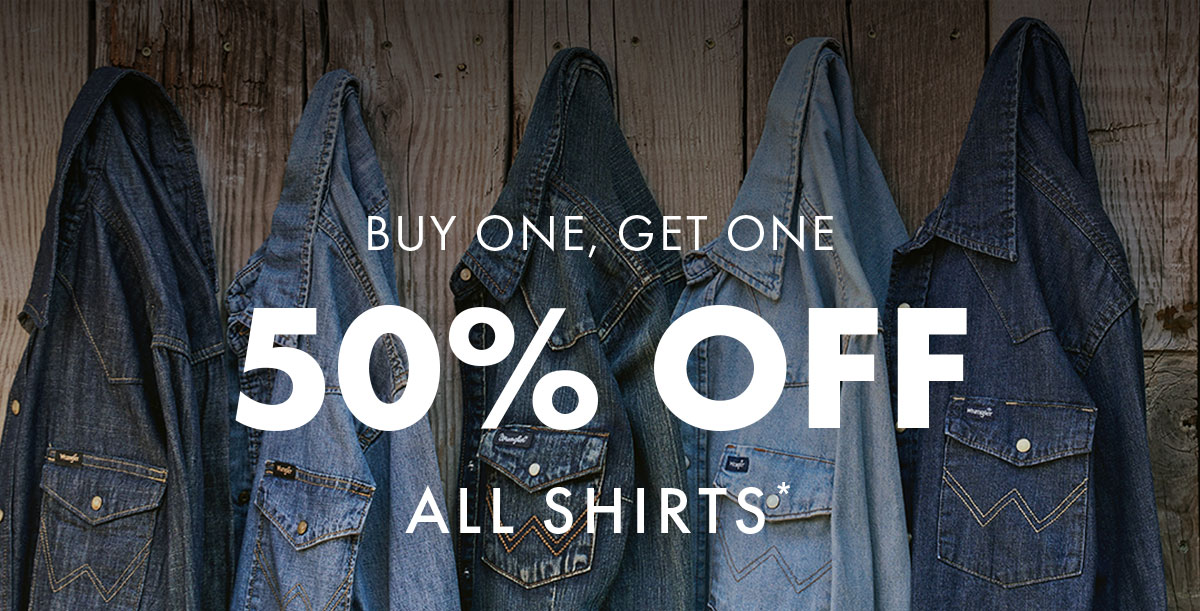 Buy One, Get One: 50% Off - All Shirts*