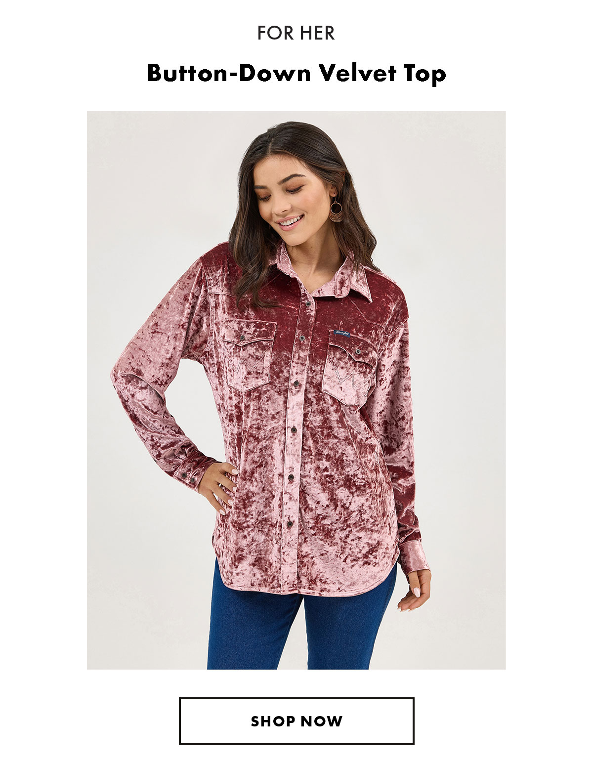 Button-Down Velvet Top