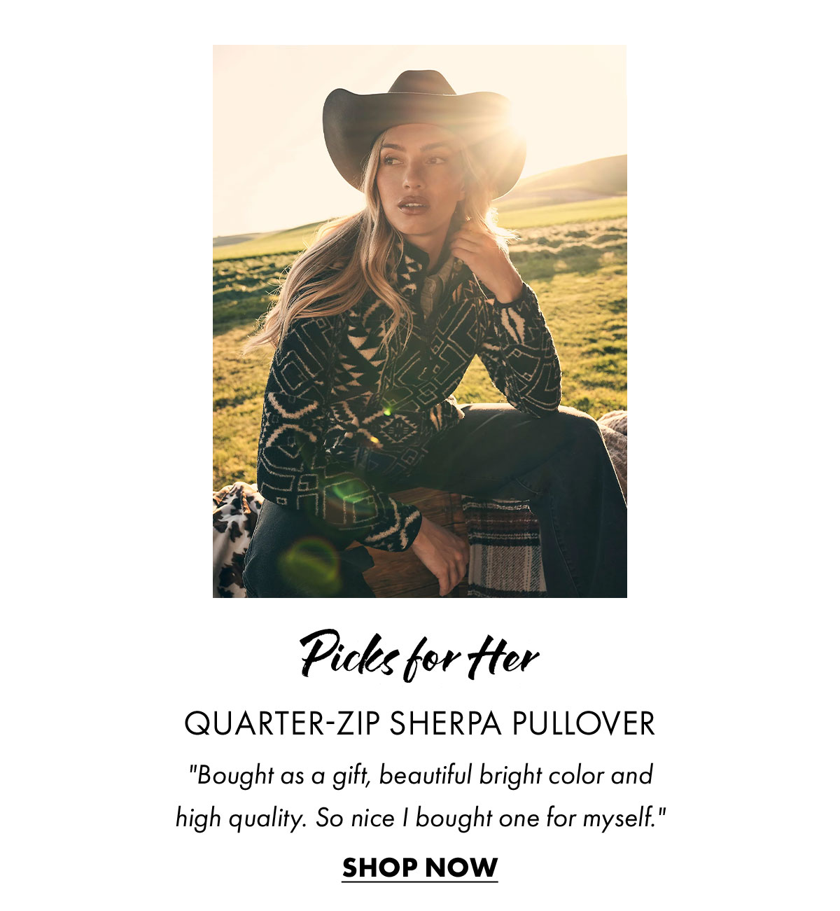 Picks for her quarter-zip sherpa pullover
