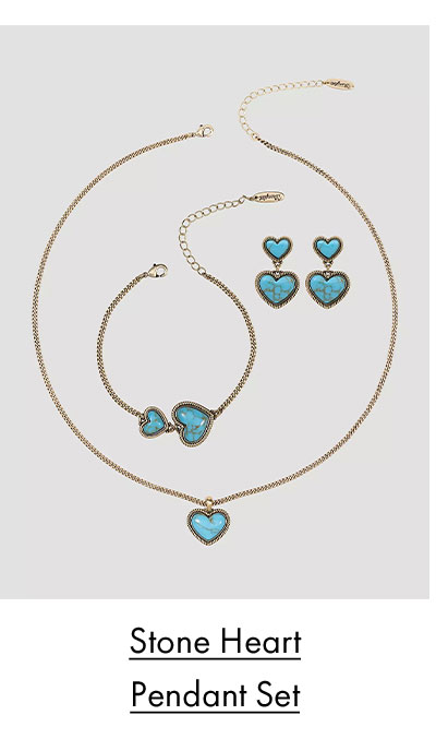 Stone Heart Pendant Set