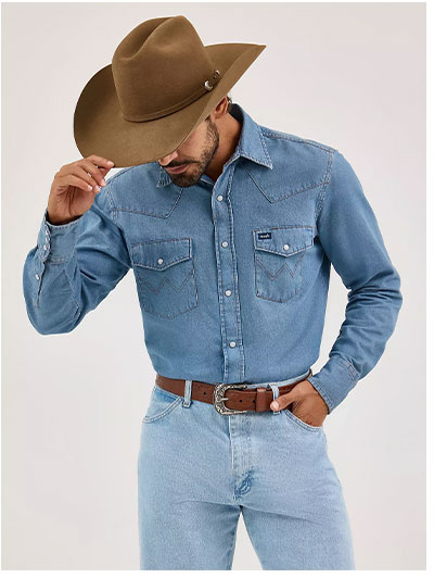 Cowboy Cut® Long Sleeve Western Denim Snap Work Shirt