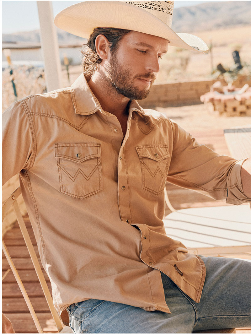 Men's Wrangler Retro® Premium Pigment Dyed Twill Western Snap Shirt