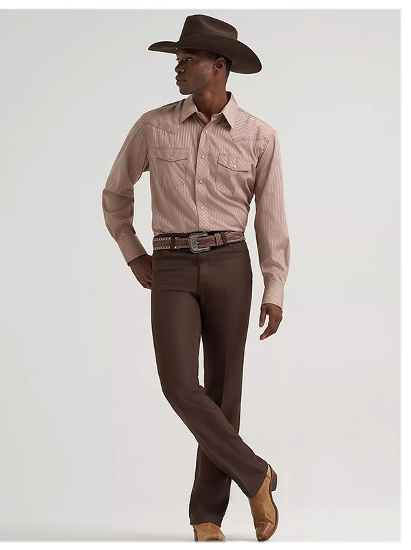 Wrangler® Western Long Sleeve Western Snap Dobby Stripe Shirt