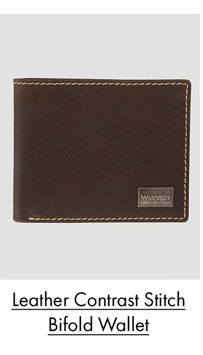 Leather contrast stitch bifold wallet