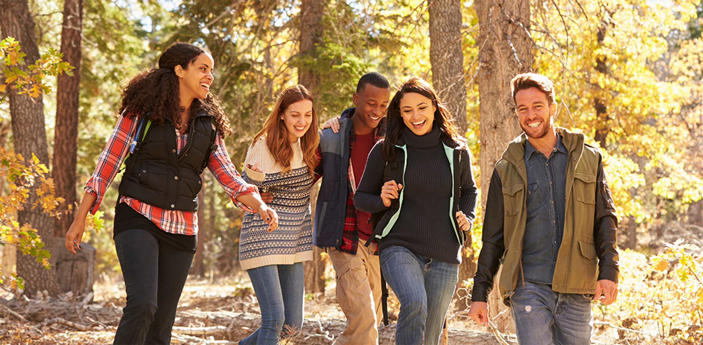 Friends with fall background