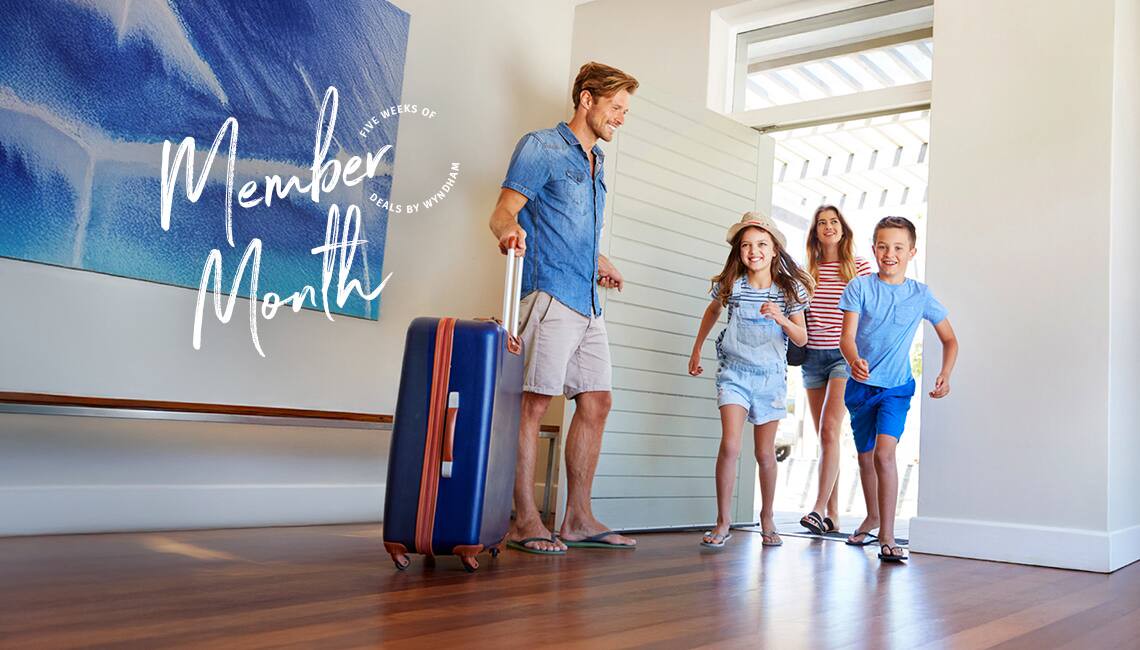 Family arriving at hotel