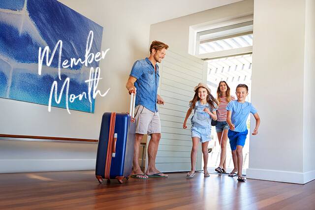 Family arriving at hotel