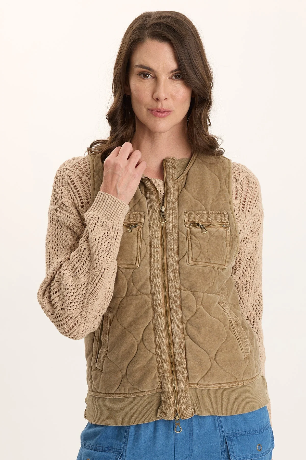 Image of Aeric Quilted Zipper Pocket Vest