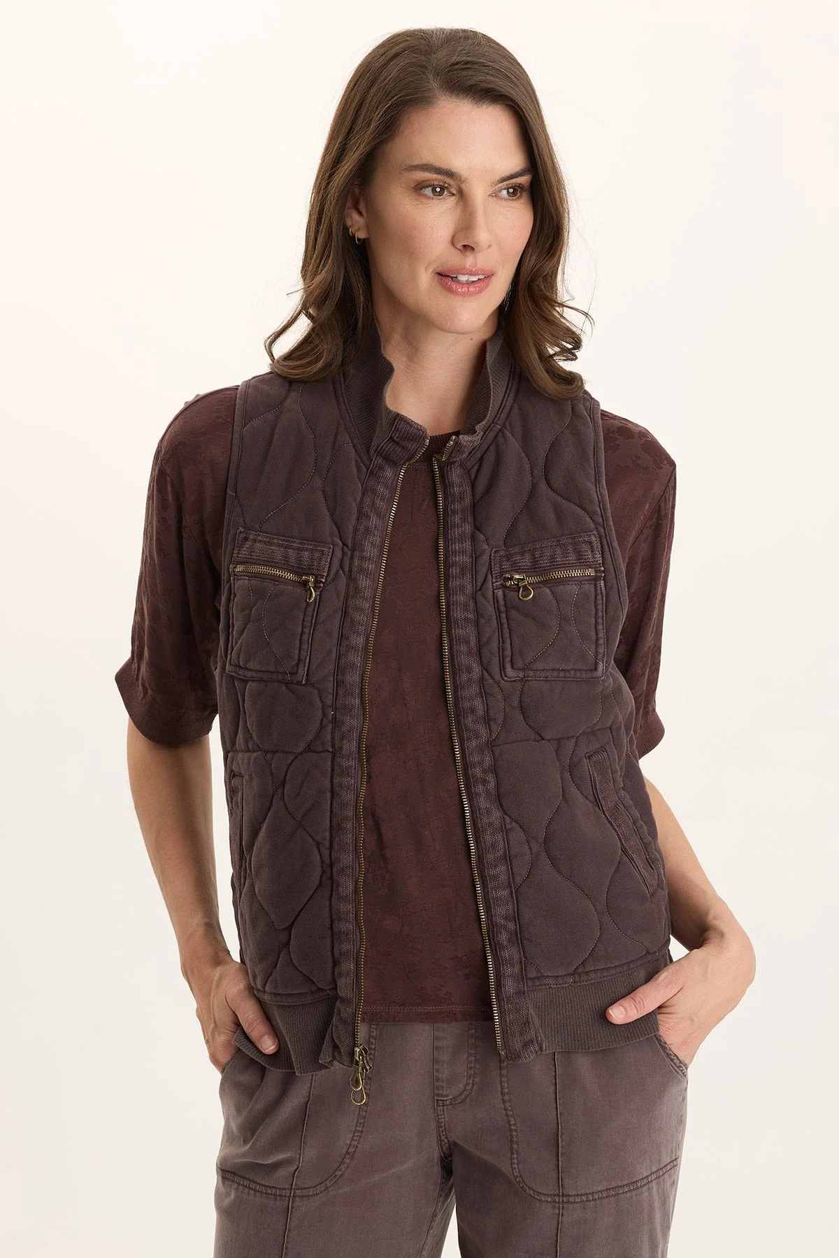 Image of Aeric Quilted Zipper Pocket Vest