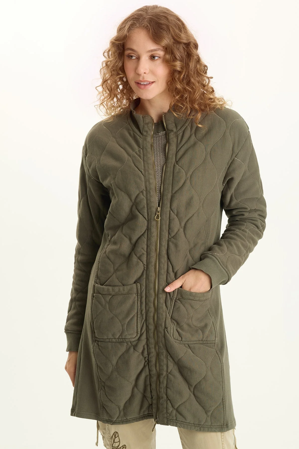 Image of Torston Quilted Longline Double Zipper Coat