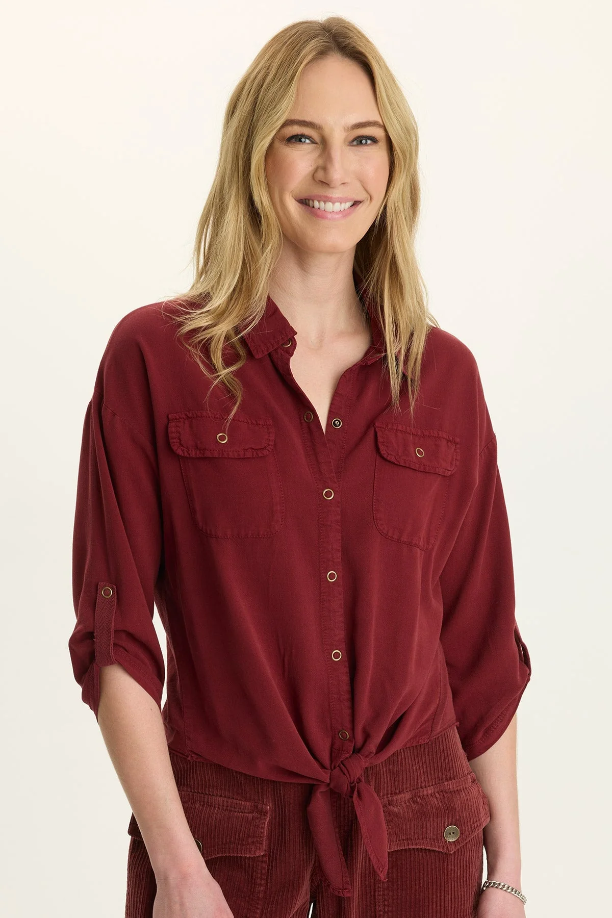 Image of Tyrell Lightweight Tie-Front Button-Up