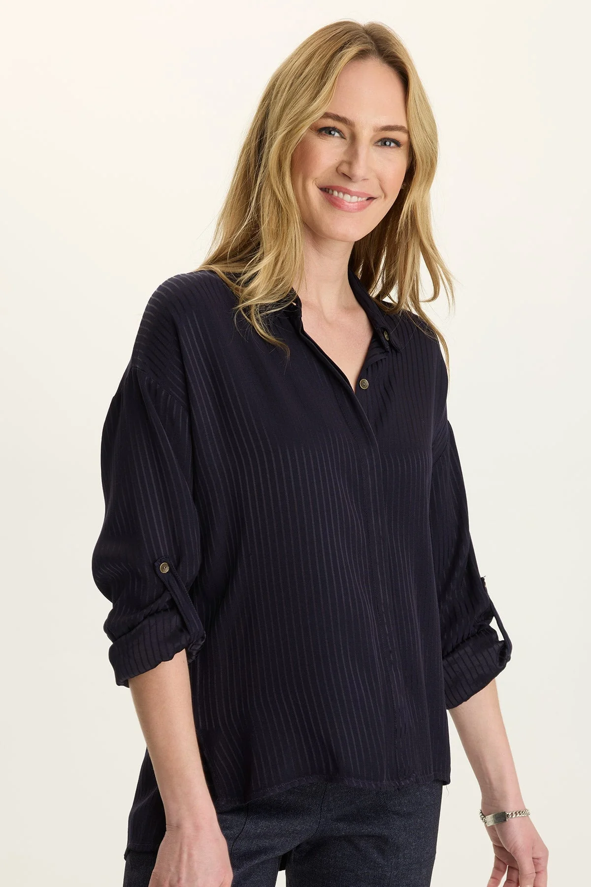 Image of Aeson Relaxed-Fit Stripe Button-Up