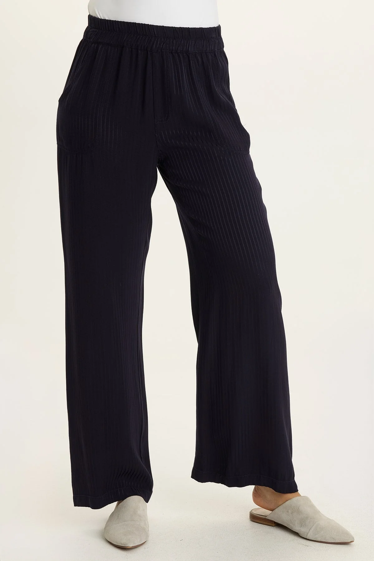 Image of Harmon Satin Stripe Wide-Leg Pant