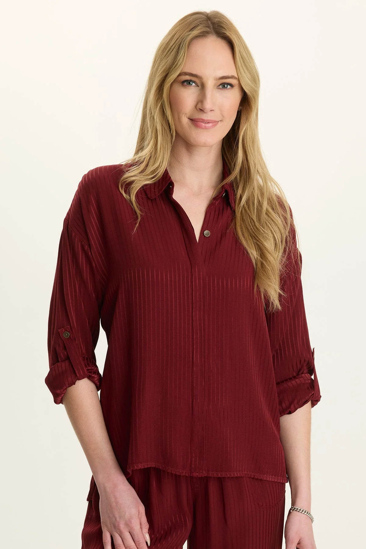 Image of Aeson Relaxed-Fit Stripe Button-Up