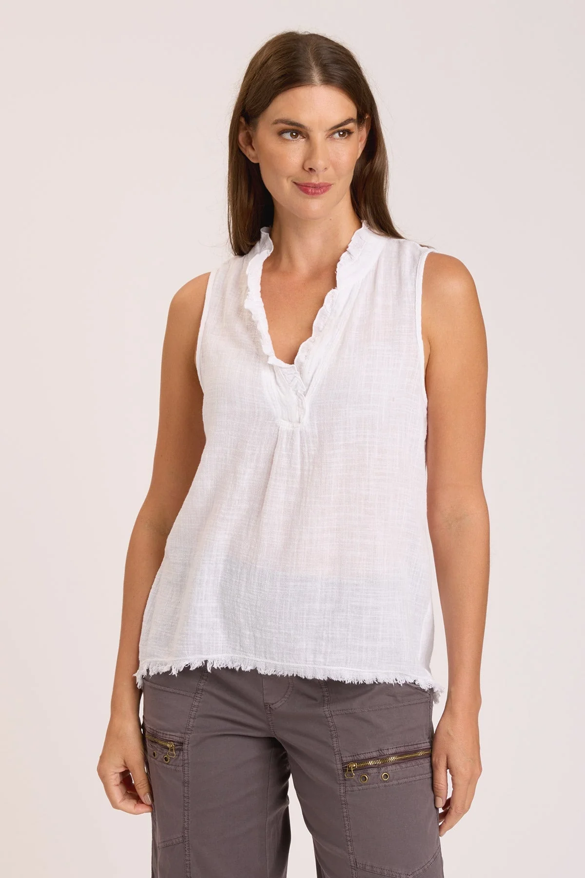 Image of Gauze Belita Ruffle Tank