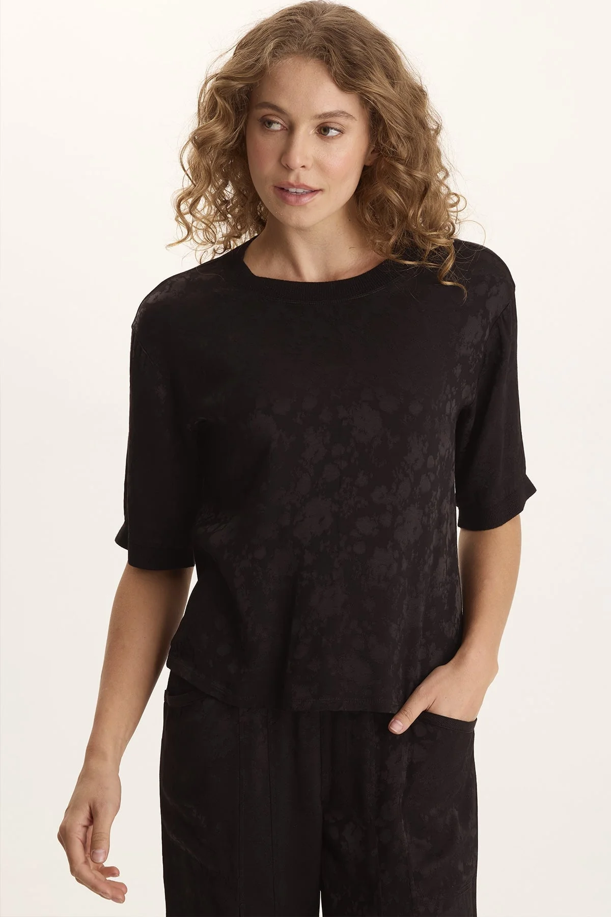 Image of Chelan Textured Satin Casual Fit Top