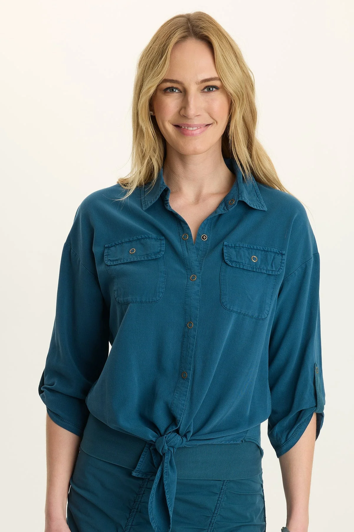 Image of Tyrell Lightweight Tie-Front Button-Up