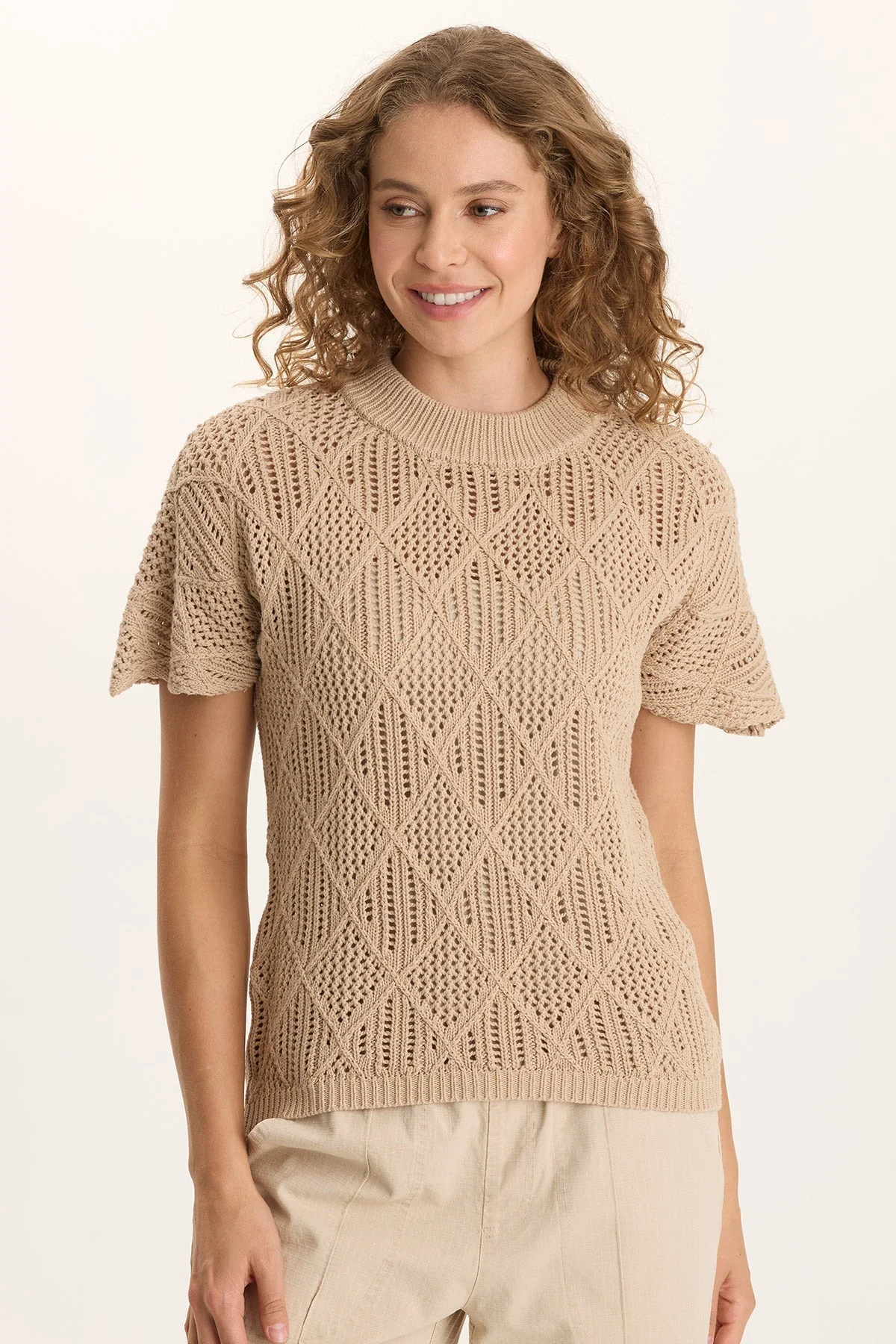 Image of Copeland Cotton Knit Short-Sleeve Mock Neck Top