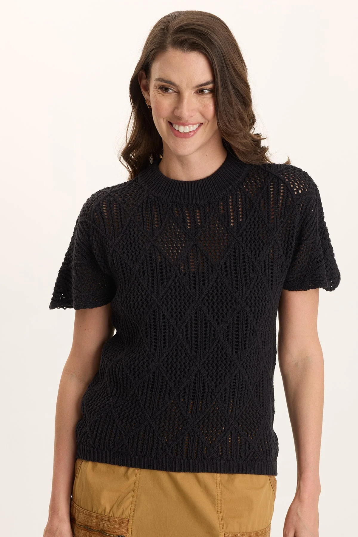 Image of Copeland Cotton Knit Short-Sleeve Mock Neck Top