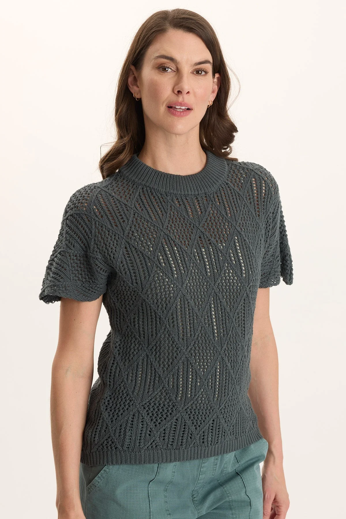 Image of Copeland Cotton Knit Short-Sleeve Mock Neck Top