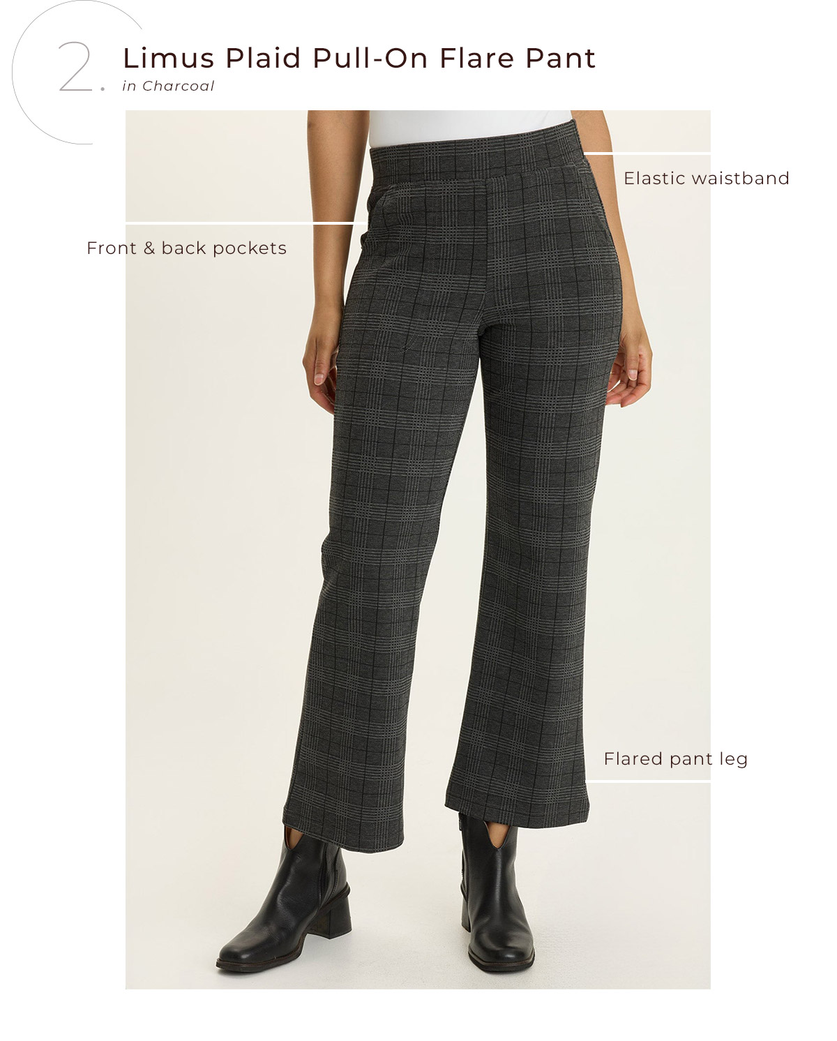 2. Limus Plaid Pull-On Flare Pant