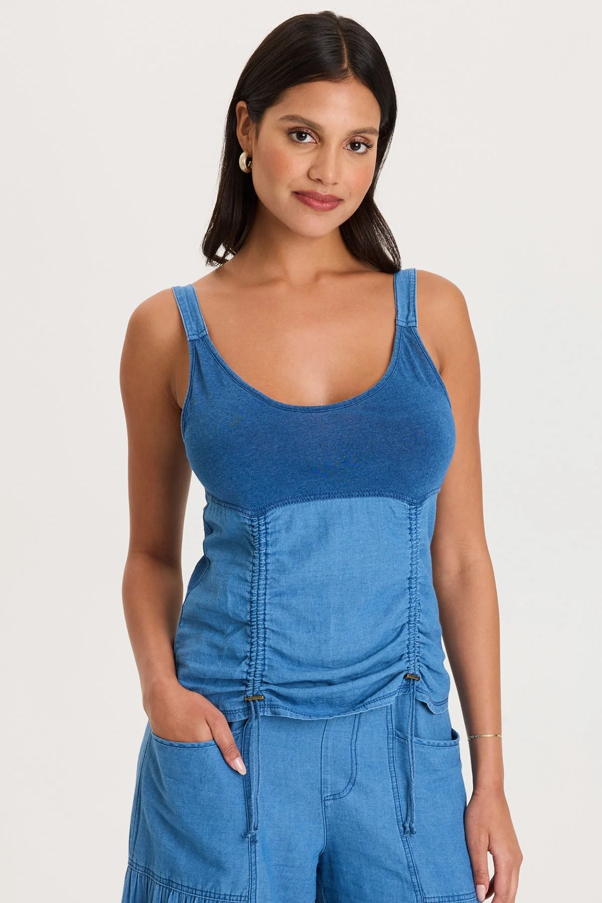 Image of Fife Adjustable Cord Twill/Jersey Tank