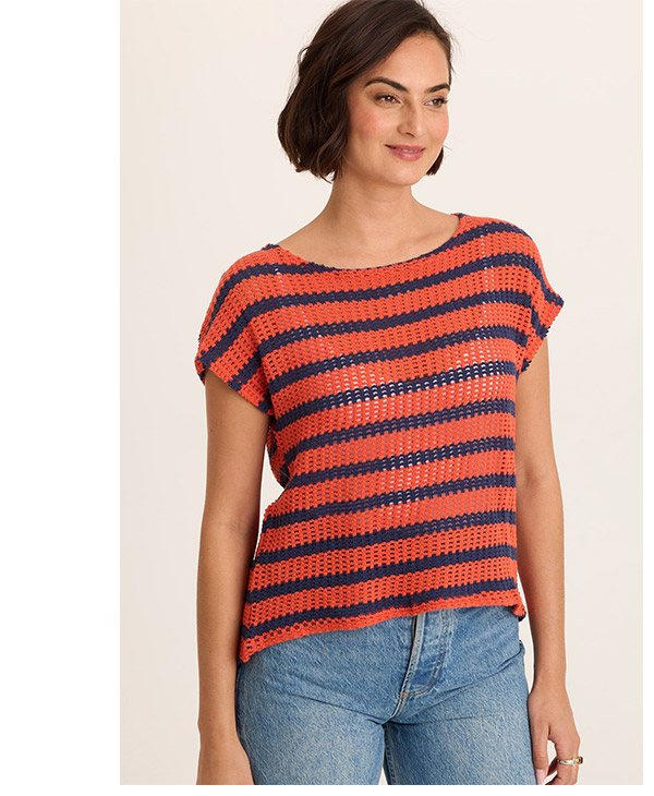 Lawder Stripe Knit Waterfall Back Top  in Whiplash