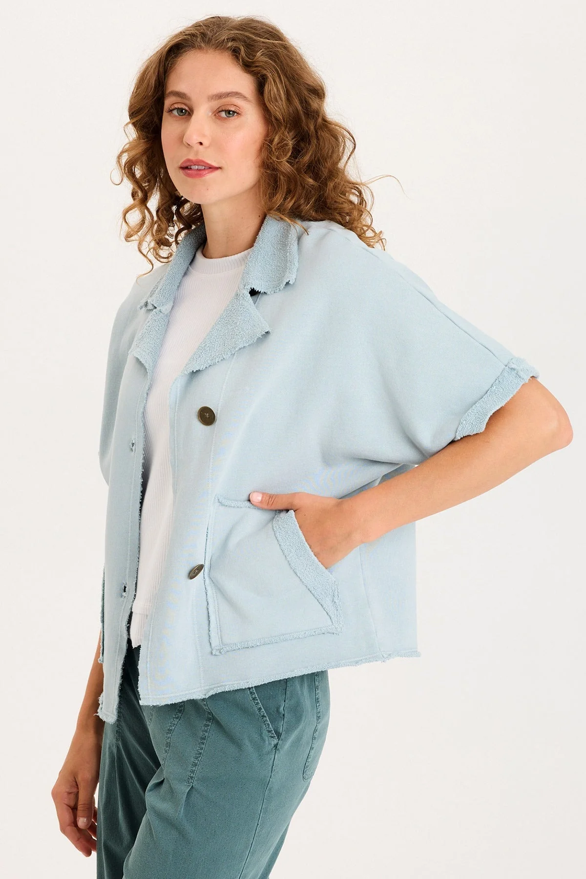 Image of Kennison Short Sleeve Fleece Capelet