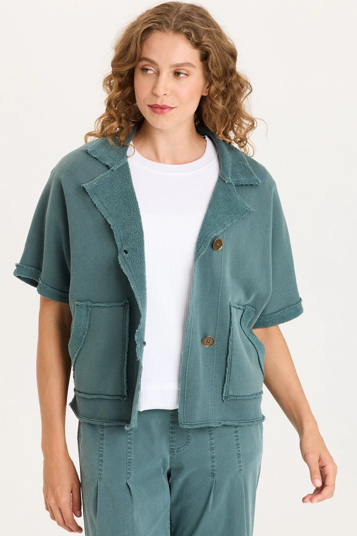 Image of Kennison Short Sleeve Fleece Capelet