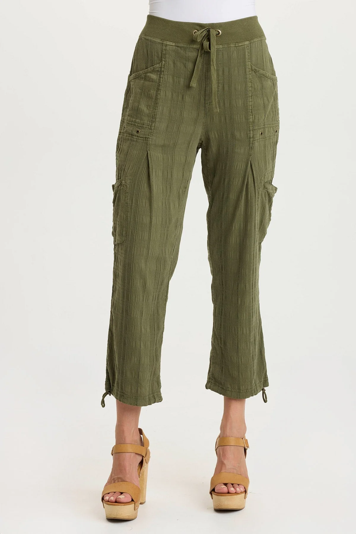 Image of Ryle Textured Gauze Cargo Crop Pant