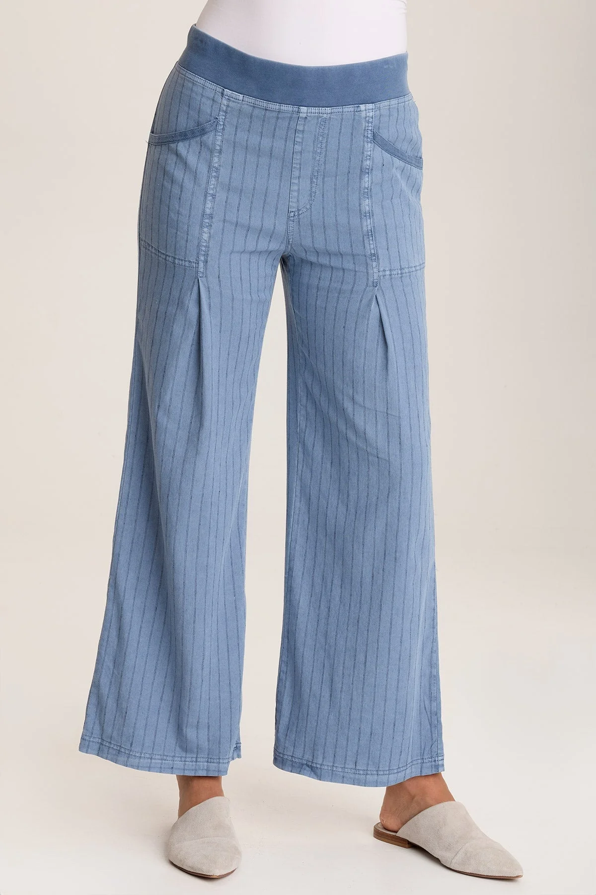 Image of Laughlin Striped Linen Wide Leg Pant