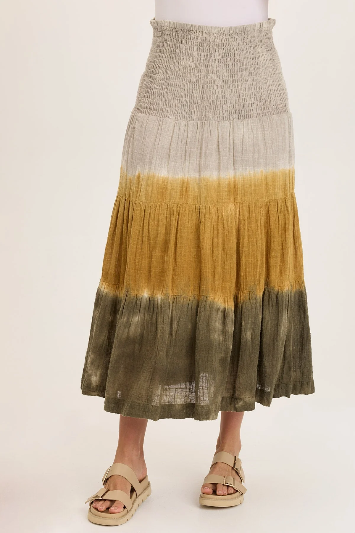 Image of Paigene Gauze Tiered Skirt