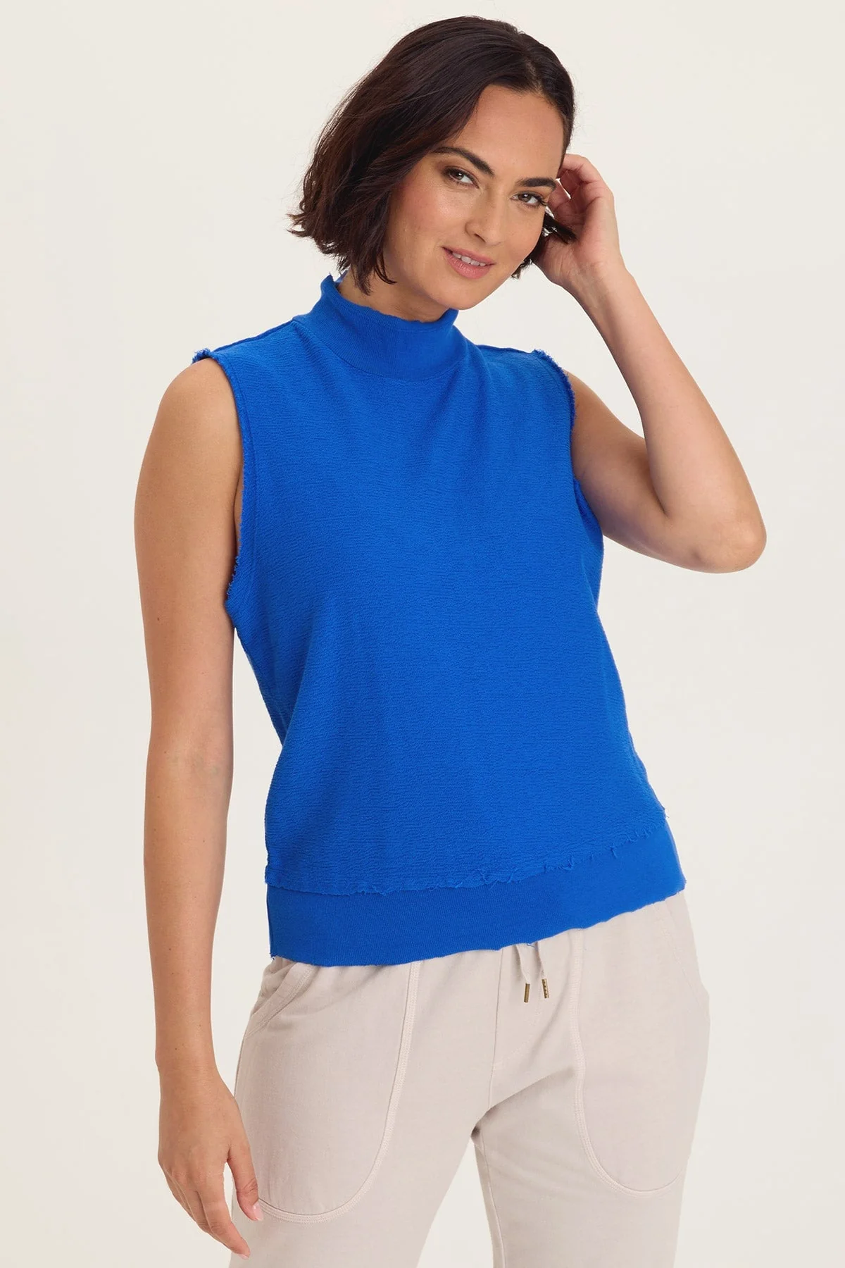 Image of Isolde Mock Neck Crepe Knit Tank